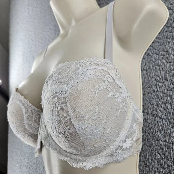 Victorias Secret Bra Womens 36D White Dream Angels Lined Demi Lace Underwire - Picture 5 of 16